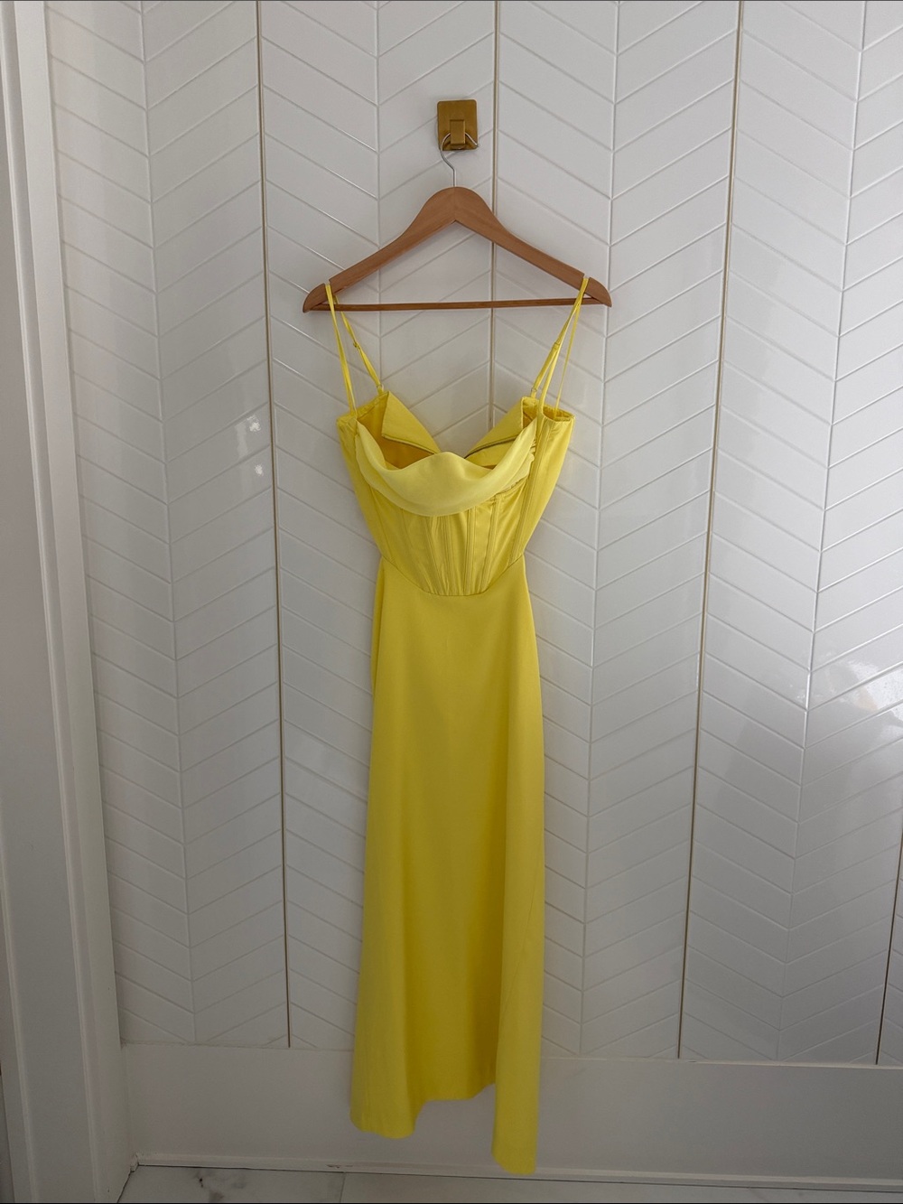 Bardot sunflower Yellow Spaghetti-Strap Midi Dress